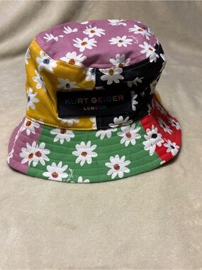 Kurt Geiger Kids Patchwork Daisy Bucket Hat in Pink, Yellow, Black, Green, Red
